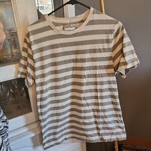 Denim & Flower Gray and White Striped Tee